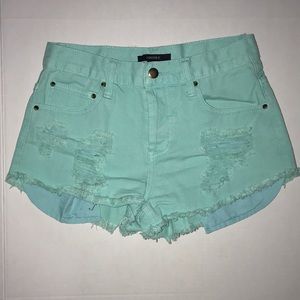 Forever 21 distressed mint shorts for women